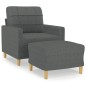 vidaXL Sillón con taburete tela gris oscuro 60 cm vidaXL Sillón con taburete tela gris oscuro 60 cm
