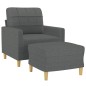 vidaXL Sillón con taburete tela gris oscuro 60 cm vidaXL Sillón con taburete tela gris oscuro 60 cm