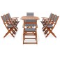vidaXL Set de comedor de jardín 9 pzas madera eucalipto textilene gris vidaXL Set de comedor de jardín 9 pzas madera eucalipto textilene gris