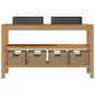 vidaXL Mueble tocador madera maciza teca con lavabos de mármol negro vidaXL Mueble tocador madera maciza teca con lavabos de mármol negro