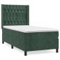 vidaXL Cama box spring con colchón terciopelo verde oscuro 90x190 cm vidaXL Cama box spring con colchón terciopelo verde oscuro 90x190 cm