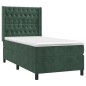 vidaXL Cama box spring con colchón terciopelo verde oscuro 90x190 cm vidaXL Cama box spring con colchón terciopelo verde oscuro 90x190 cm