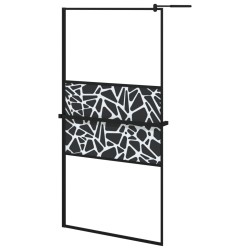 vidaXL Mampara ducha con estante vidrio ESG y aluminio negro 100x195cm