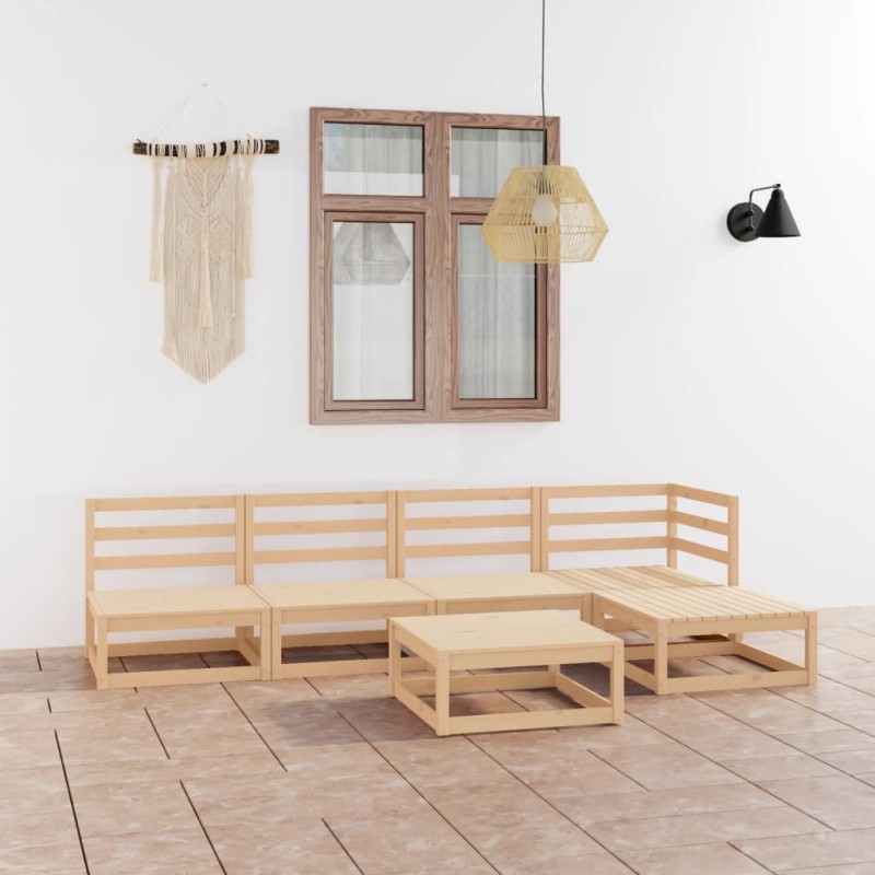 vidaXL Juego de muebles de jardín 6 piezas madera maciza de pino vidaXL Juego de muebles de jardín 6 piezas madera maciza de pino