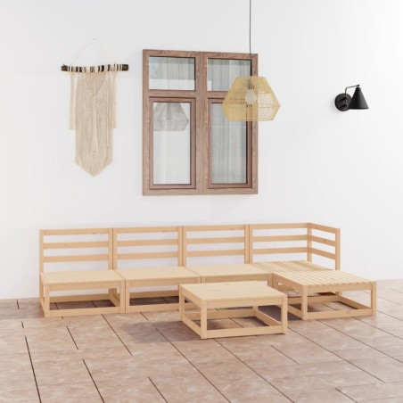 vidaXL Juego de muebles de jardín 6 piezas madera maciza de pino