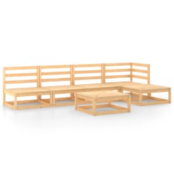 vidaXL Juego de muebles de jardín 6 piezas madera maciza de pino