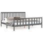 vidaXL Estructura de cama con cabecero madera de pino gris 200x200cm vidaXL Estructura de cama con cabecero madera de pino gris 200x200cm