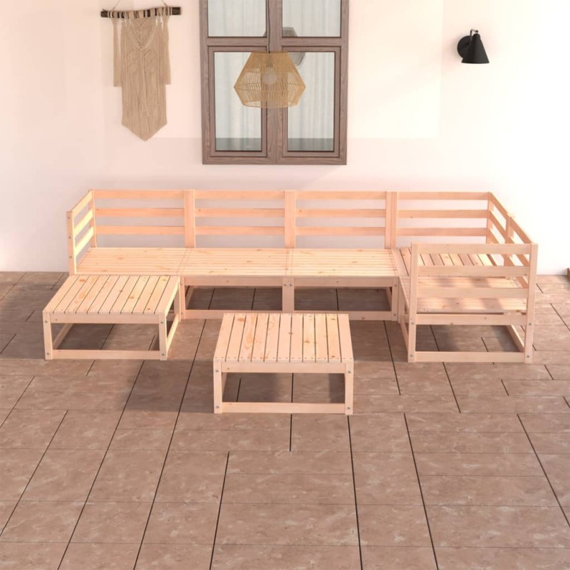 vidaXL Juego de muebles de jardín 7 piezas madera maciza de pino vidaXL Juego de muebles de jardín 7 piezas madera maciza de pino