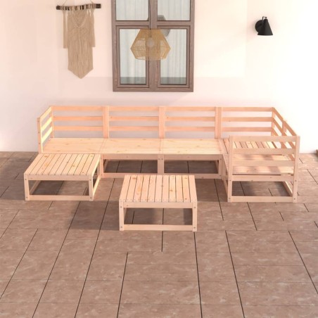 vidaXL Juego de muebles de jardín 7 piezas madera maciza de pino