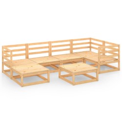 vidaXL Juego de muebles de jardín 7 piezas madera maciza de pino