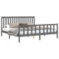 vidaXL Estructura de cama con cabecero madera de pino gris 200x200cm vidaXL Estructura de cama con cabecero madera de pino gris 200x200cm