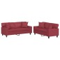 vidaXL Juego de sofás con cojines 2 piezas cuero sintético rojo tinto vidaXL Juego de sofás con cojines 2 piezas cuero sintético rojo tinto