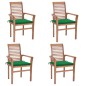vidaXL Sillas de comedor 4 uds madera maciza de teca con cojines verde vidaXL Sillas de comedor 4 uds madera maciza de teca con cojines verde