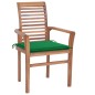vidaXL Sillas de comedor 4 uds madera maciza de teca con cojines verde vidaXL Sillas de comedor 4 uds madera maciza de teca con cojines verde