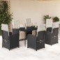 vidaXL Set de comedor de jardín 7 pzas y cojines ratán sintético negro vidaXL Set de comedor de jardín 7 pzas y cojines ratán sintético negro
