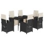 vidaXL Set de comedor de jardín 7 pzas y cojines ratán sintético negro vidaXL Set de comedor de jardín 7 pzas y cojines ratán sintético negro