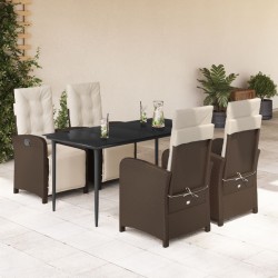 vidaXL Set comedor de jardín 5 piezas y cojines ratán sintético marrón