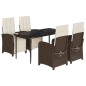 vidaXL Set comedor de jardín 5 piezas y cojines ratán sintético marrón vidaXL Set comedor de jardín 5 piezas y cojines ratán sintético marrón