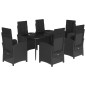 vidaXL Set de comedor de jardín 7 pzas y cojines ratán sintético negro vidaXL Set de comedor de jardín 7 pzas y cojines ratán sintético negro