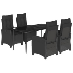 vidaXL Set de muebles jardín 5 pzas con cojines ratán sintético negro