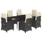 vidaXL Set de comedor de jardín 7 pzas y cojines ratán sintético negro