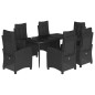 vidaXL Set de comedor de jardín 7 pzas y cojines ratán sintético negro vidaXL Set de comedor de jardín 7 pzas y cojines ratán sintético negro