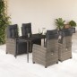vidaXL Set comedor de jardín 5 piezas con cojines ratán sintético gris vidaXL Set comedor de jardín 5 piezas con cojines ratán sintético gris