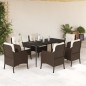 vidaXL Set comedor de jardín 7 pzas con cojines ratán sintético marrón vidaXL Set comedor de jardín 7 pzas con cojines ratán sintético marrón