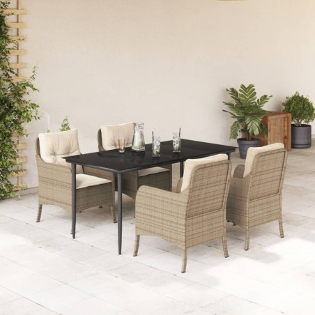 vidaXL Set comedor de jardín 5 pzas con cojines ratán sintético beige
