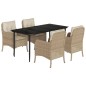 vidaXL Set comedor de jardín 5 pzas con cojines ratán sintético beige vidaXL Set comedor de jardín 5 pzas con cojines ratán sintético beige