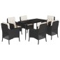 vidaXL Set de comedor de jardín 7 pzas y cojines ratán sintético negro vidaXL Set de comedor de jardín 7 pzas y cojines ratán sintético negro