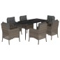 vidaXL Set comedor jardín 7 pzas y cojines ratán sintético gris vidaXL Set comedor jardín 7 pzas y cojines ratán sintético gris