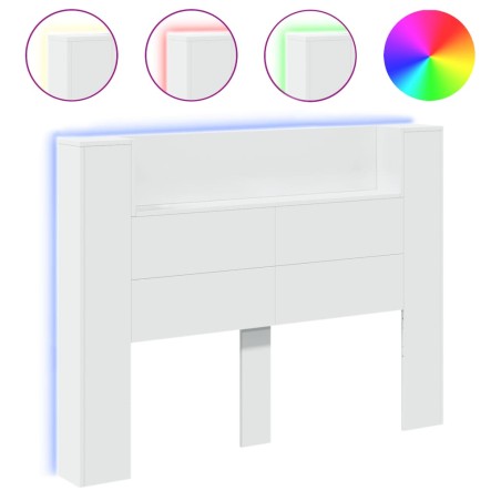 vidaXL Cabecero de cama con luz LED blanco 140x16,5x103,5 cm