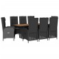 vidaXL Set de comedor de jardín 9 pzas y cojines ratán sintético negro vidaXL Set de comedor de jardín 9 pzas y cojines ratán sintético negro