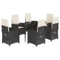 vidaXL Set de comedor de jardín 7 pzas y cojines ratán sintético negro vidaXL Set de comedor de jardín 7 pzas y cojines ratán sintético negro