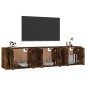 vidaXL Muebles para TV de pared 3 uds roble ahumado 57x34,5x40 cm vidaXL Muebles para TV de pared 3 uds roble ahumado 57x34,5x40 cm