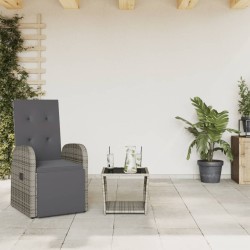 vidaXL Juego de comedor jardín 2 pzas con cojines ratán sintético gris