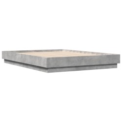 vidaXL Estructura de cama madera de ingeniería gris hormigón 140x190cm