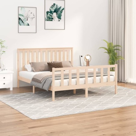 vidaXL Estructura de cama con cabecero madera maciza pino 160x200 cm
