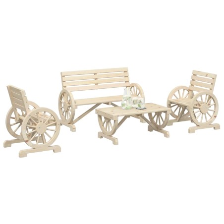 vidaXL Juego de muebles de jardín 4 piezas madera maciza de abeto