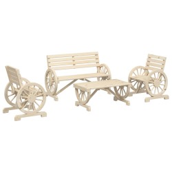 vidaXL Juego de muebles de jardín 4 piezas madera maciza de abeto