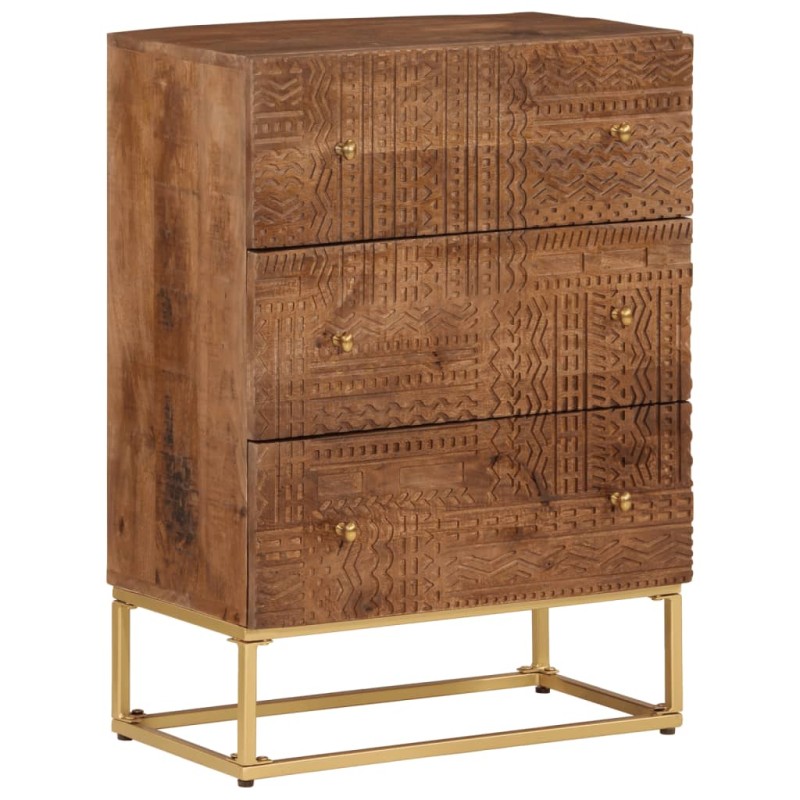 vidaXL Cómoda madera maciza de mango y hierro 55x30x76 cm vidaXL Cómoda madera maciza de mango y hierro 55x30x76 cm