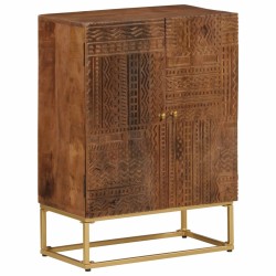 vidaXL Aparador de hierro y madera maciza de mango 55x30x76 cm