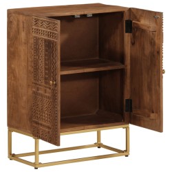 vidaXL Aparador de hierro y madera maciza de mango 55x30x76 cm