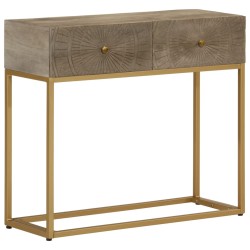 vidaXL Mesa consola madera maciza de mango y hierro 90x30x76 cm