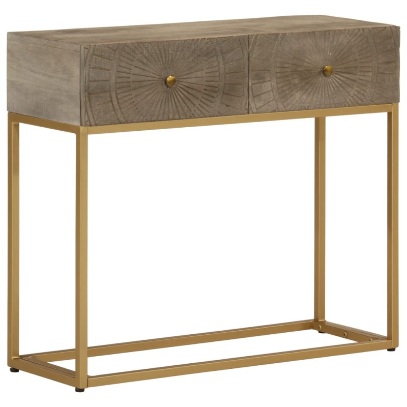 vidaXL Mesa consola madera maciza de mango y hierro 90x30x76 cm