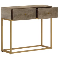 vidaXL Mesa consola madera maciza de mango y hierro 90x30x76 cm