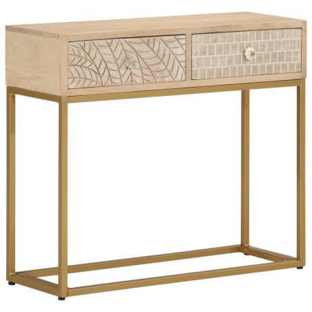 vidaXL Mesa consola madera maciza de mango y hierro 90x30x76 cm