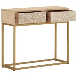 vidaXL Mesa consola madera maciza de mango y hierro 90x30x76 cm