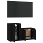 vidaXL Set de muebles para TV 2 piezas madera contrachapada negro vidaXL Set de muebles para TV 2 piezas madera contrachapada negro